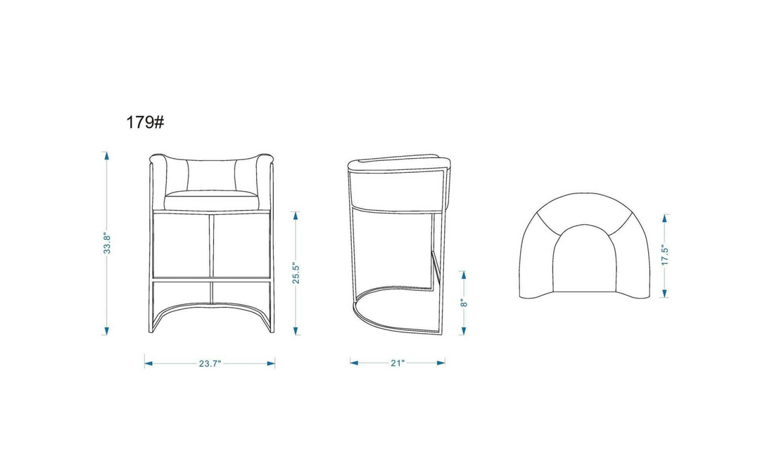 Manhattan Comfort Cosmopolitan Metal Upholstered Counter Stool-Jennifer Furniture