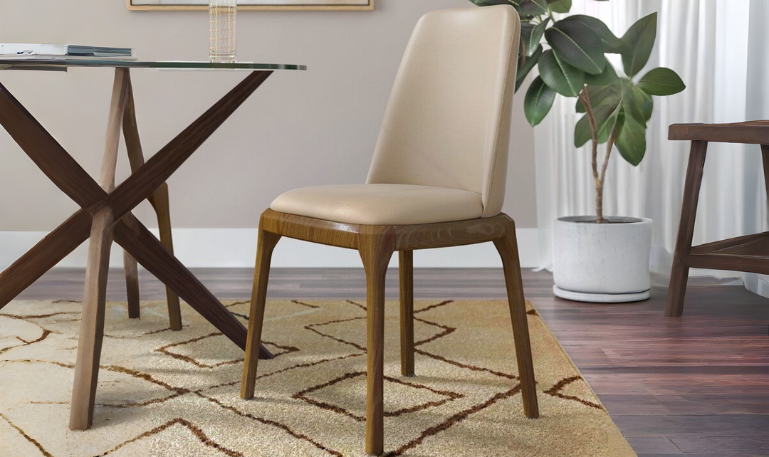Manhattan Comfort Courding Vegan Leather Wood Dining Chair-Jennifer Furniture