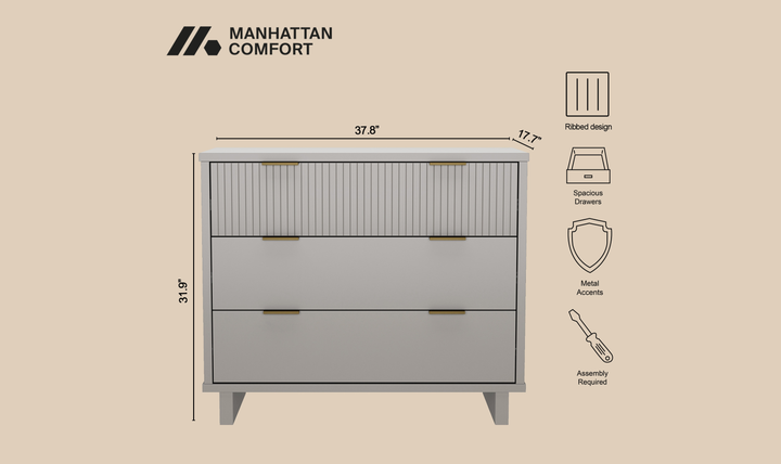 Manhattan Comfort Elara Wooden Dresser With Three-Drawers-jennifer