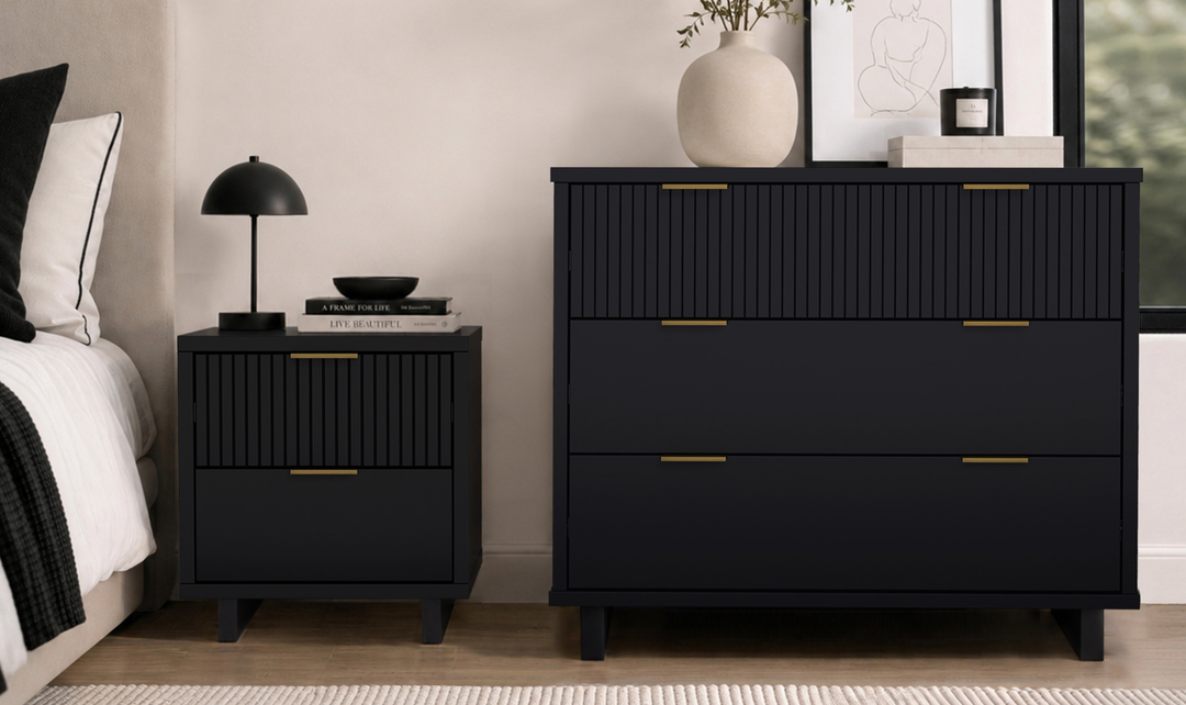 Manhattan Comfort Elara Wooden Nightstand Two Drawers - Jennifer Furniture