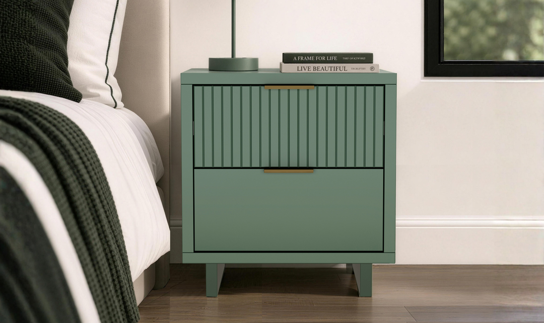 Manhattan Comfort Elara Wooden Nightstand Two Drawers - Jennifer Furniture