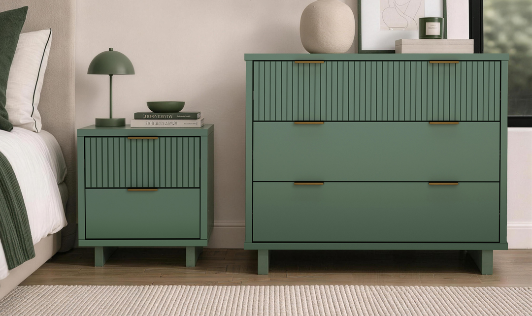 Manhattan Comfort Elara Wooden Nightstand Two Drawers - Jennifer Furniture