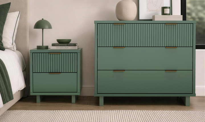 Manhattan Comfort Elara Wooden Nightstand Two Drawers - Jennifer Furniture