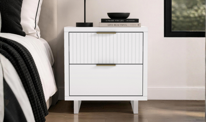 Manhattan Comfort Elara Wooden Nightstand Two Drawers - Jennifer Furniture