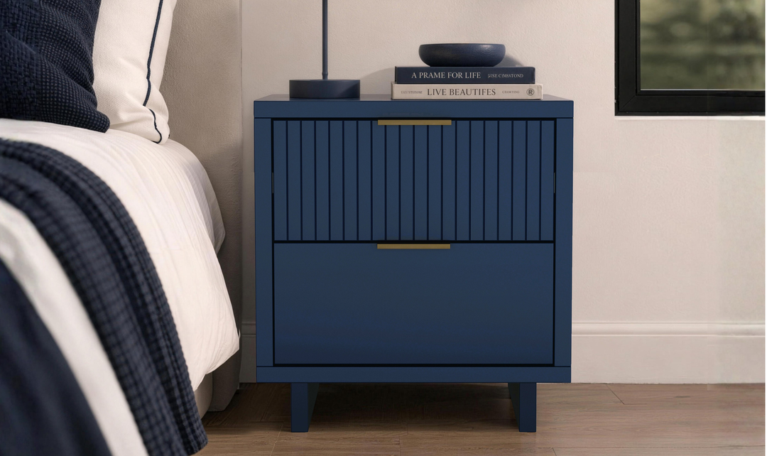 Manhattan Comfort Elara Wooden Nightstand Two Drawers - Jennifer Furniture