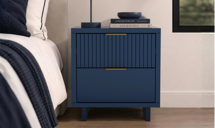 Manhattan Comfort Elara Wooden Nightstand Two Drawers - Jennifer Furniture