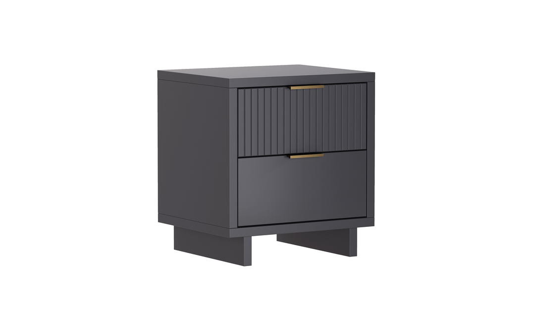 Manhattan Comfort Elara Wooden Nightstand Two Drawers