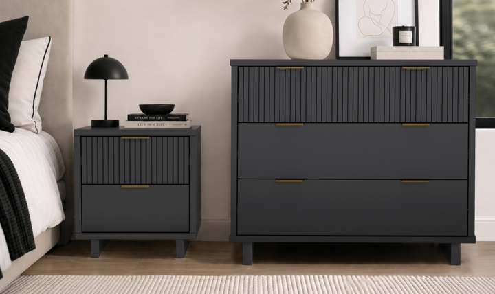 Manhattan Comfort Elara Wooden Nightstand Two Drawers - Jennifer Furniture