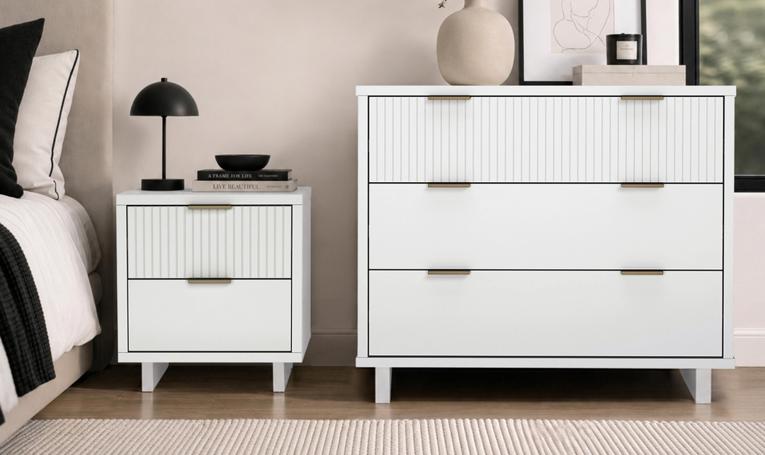 Manhattan Comfort Elara Wooden Nightstand Two Drawers - Jennifer Furniture