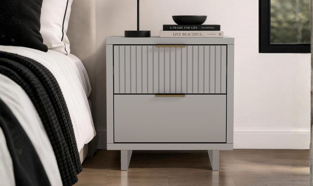 Manhattan Comfort Elara Wooden Nightstand Two Drawers - Jennifer Furniture