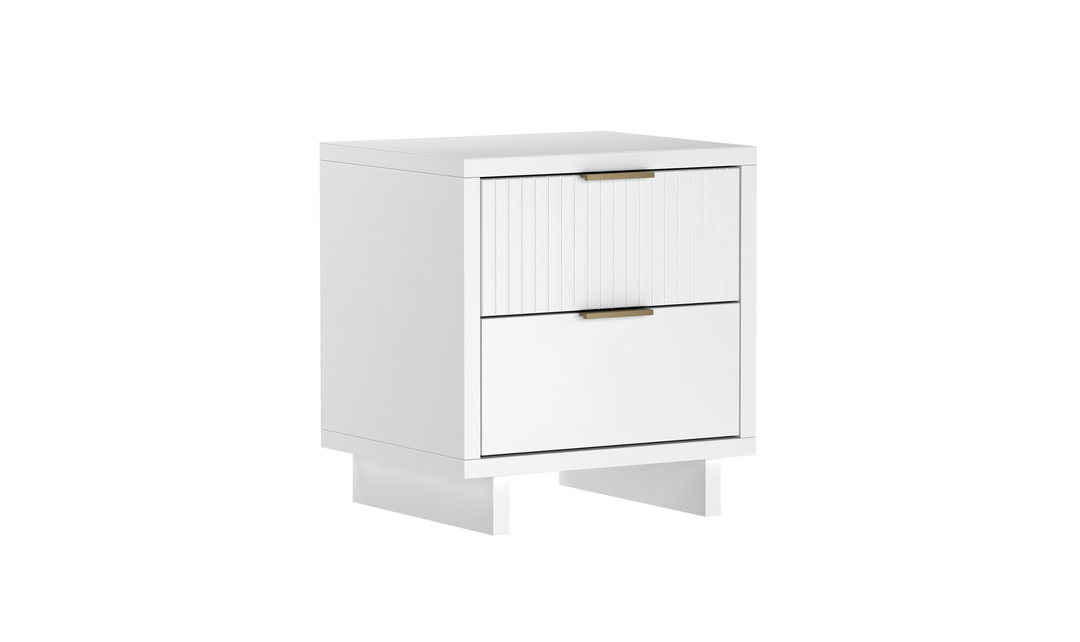 Manhattan Comfort Elara Wooden Nightstand Two Drawers - Jennifer Furniture