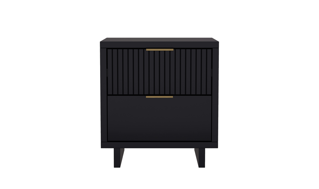 Manhattan Comfort Elara Wooden Nightstand Two Drawers - Jennifer Furniture