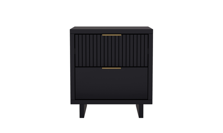 Manhattan Comfort Elara Wooden Nightstand Two Drawers - Jennifer Furniture