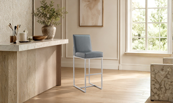 Manhattan Comfort Element Metal Upholstered Barstool-Jennifer Furniture