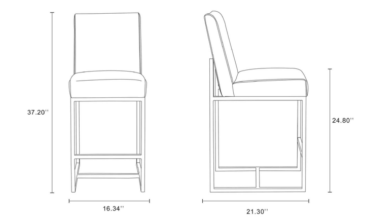 Manhattan Comfort Element Metal Upholstered Counter Stool