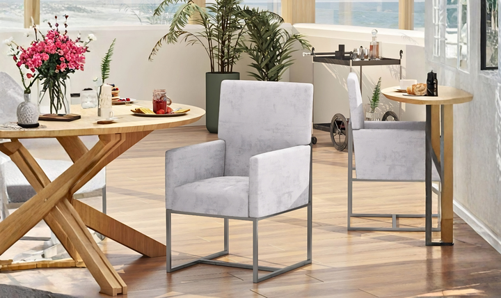 Manhattan Comfort Element Velvet Metal Accent Chair-Jennifer Furniture