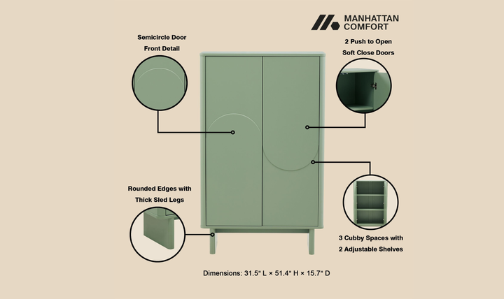 Manhattan Comfort Ella Accent Cabinet-Jennifer Furniture