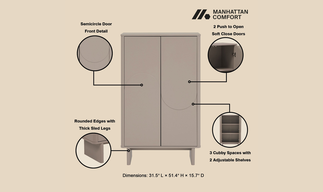 Manhattan Comfort Ella Accent Cabinet-Jennifer Furniture