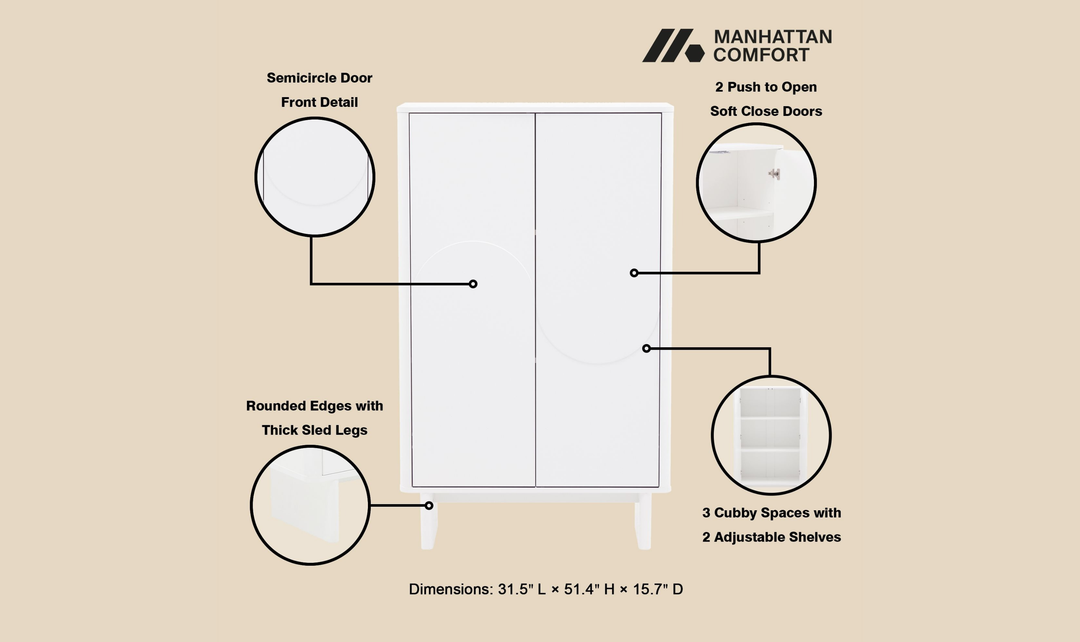 Manhattan Comfort Ella Accent Cabinet-Jennifer Furniture