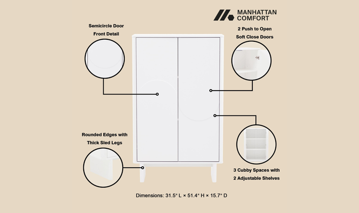 Manhattan Comfort Ella Accent Cabinet-Jennifer Furniture