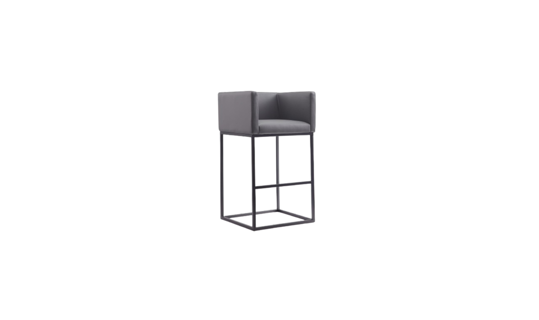 Manhattan Comfort Embassy Metal Upholstered Barstool-Jennifer Furniture