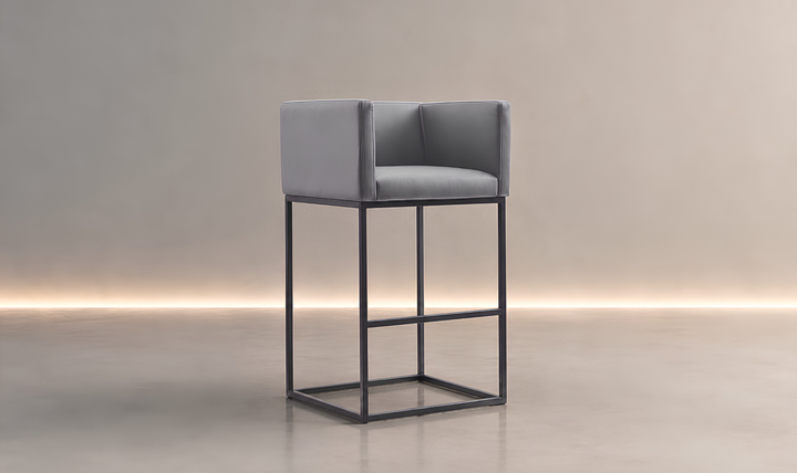 Manhattan Comfort Embassy Metal Upholstered Barstool-Jennifer Furniture