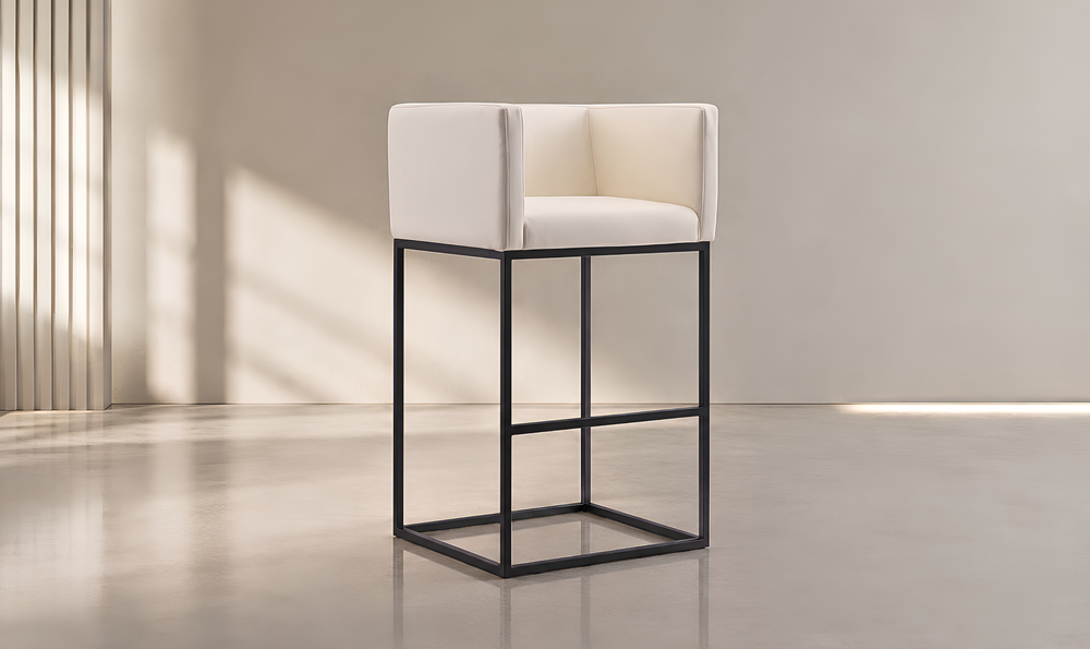 Manhattan Comfort Embassy Metal Upholstered Barstool-Jennifer Furniture