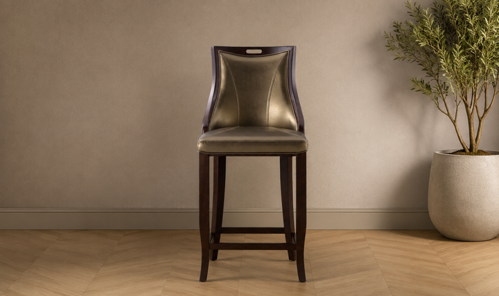 Manhattan Comfort Emperor Wood Upholstered Barstool-Jennifer Furniture