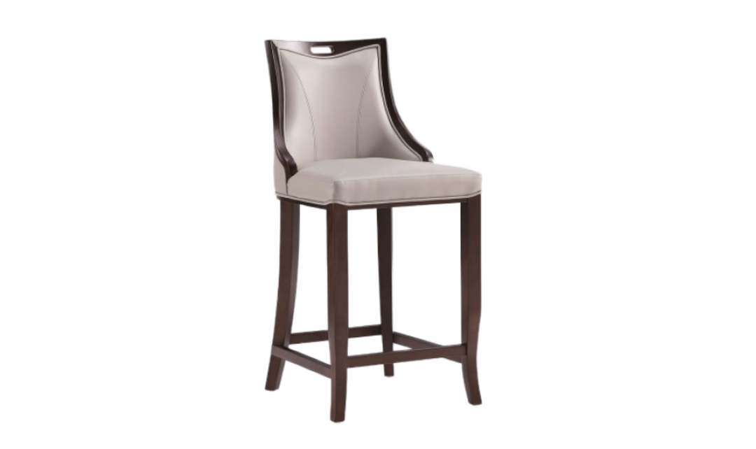 Manhattan Comfort Emperor Wood Upholstered Barstool-Jennifer Furniture
