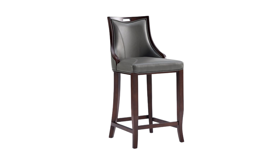 Manhattan Comfort Emperor Wood Upholstered Barstool-Jennifer Furniture
