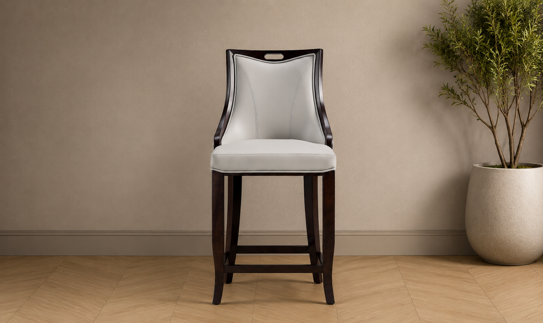 Manhattan Comfort Emperor Wood Upholstered Barstool-Jennifer Furniture