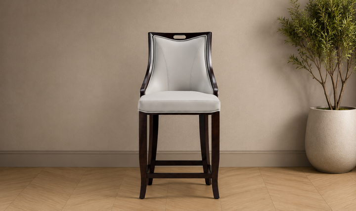 Manhattan Comfort Emperor Wood Upholstered Barstool-Jennifer Furniture