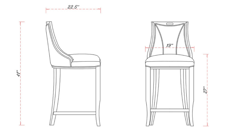 Manhattan Comfort Emperor Wood Upholstered Barstool-Jennifer Furniture