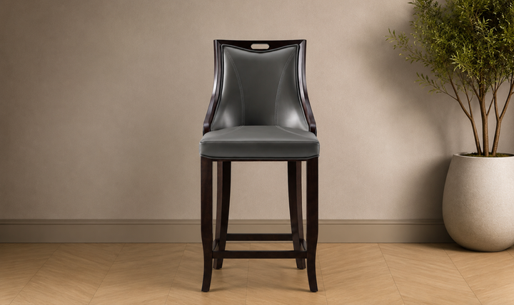 Manhattan Comfort Emperor Wood Upholstered Barstool-Jennifer Furniture