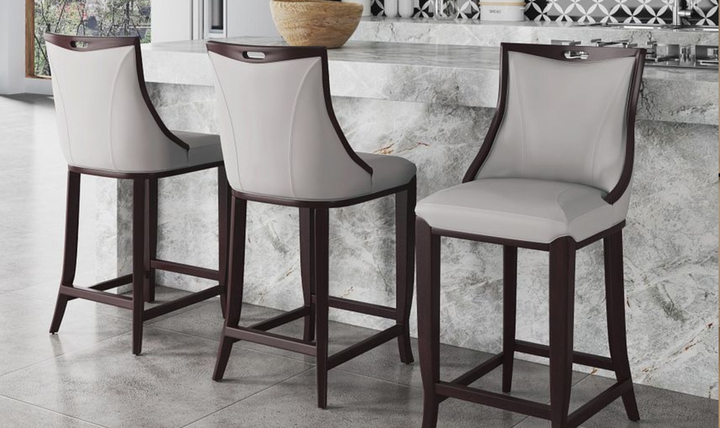 Manhattan Comfort Emperor Wood Upholstered Barstool-Jennifer Furniture
