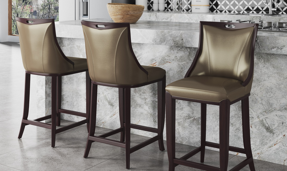 Manhattan Comfort Emperor Wood Upholstered Barstool-Jennifer Furniture