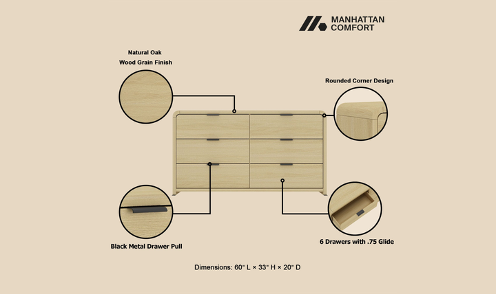Manhattan Comfort Grace Wooden Dresser With Six-Drawer-jennifer