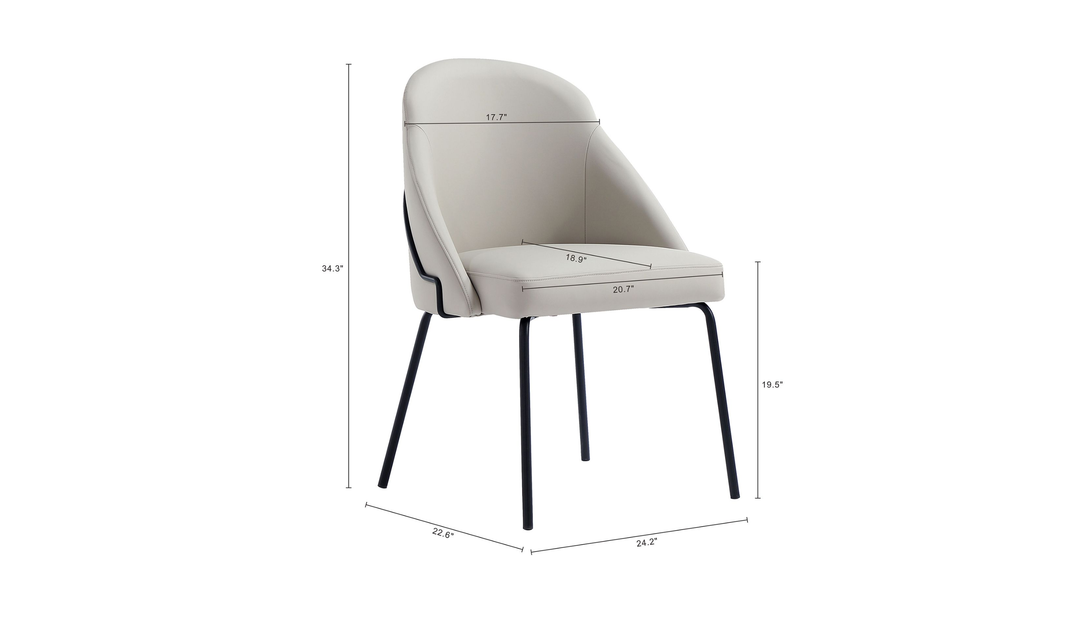 Manhattan Comfort Gracie Vegan Leather Metal Dining Chair--Jennifer Furniture