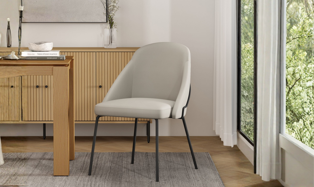 Manhattan Comfort Gracie Vegan Leather Metal Dining Chair--Jennifer Furniture