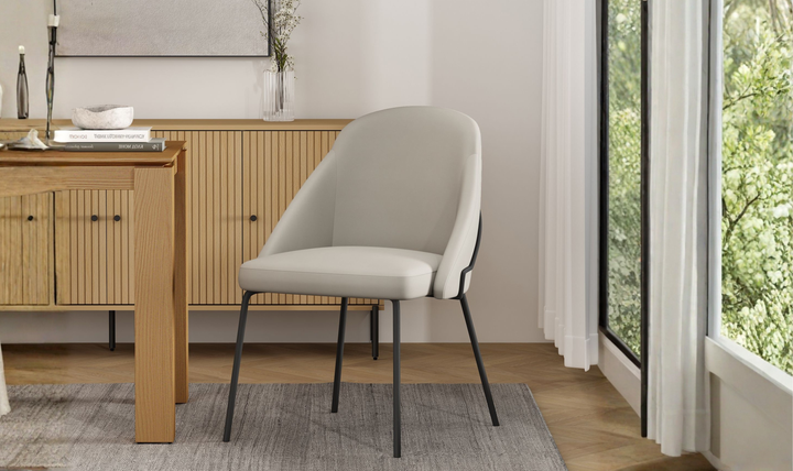 Manhattan Comfort Gracie Vegan Leather Metal Dining Chair--Jennifer Furniture