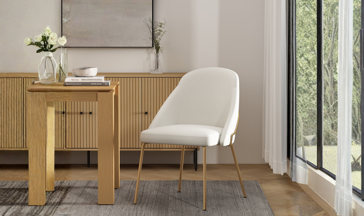 Manhattan Comfort Gracie Vegan Leather Metal Dining Chair
