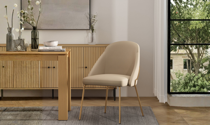 Manhattan Comfort Gracie Vegan Leather Metal Dining Chair--Jennifer Furniture