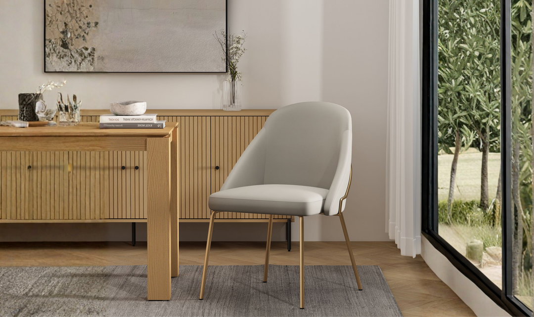 Manhattan Comfort Gracie Vegan Leather Metal Dining Chair--Jennifer Furniture