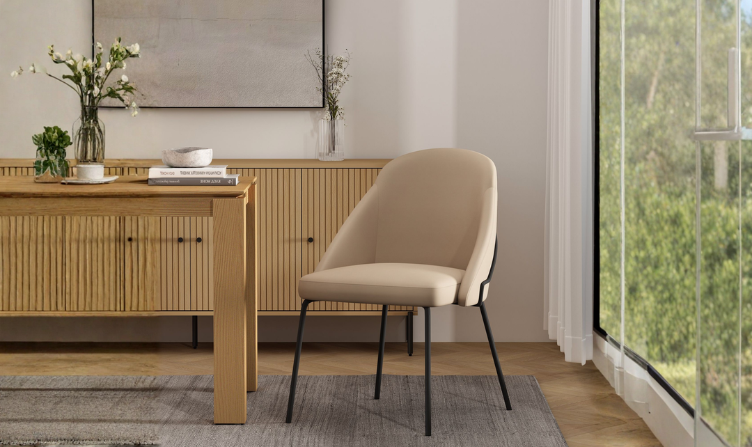 Manhattan Comfort Gracie Vegan Leather Metal Dining Chair--Jennifer Furniture
