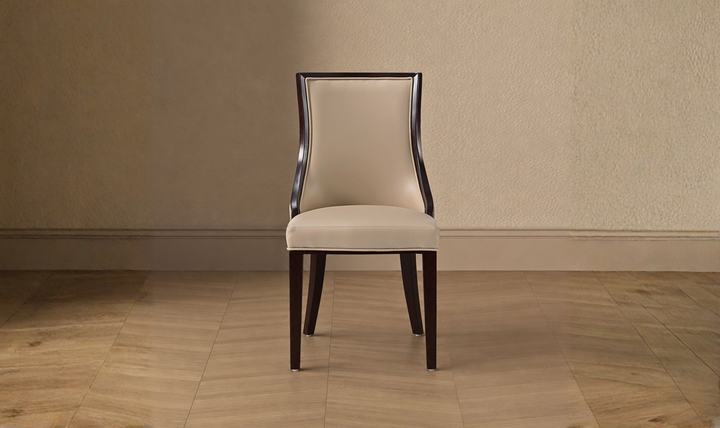Manhattan Comfort Grand Wood Vegan Leather and Velvet Dining Chair-Jennifer Furniture