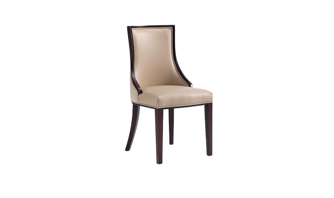 Manhattan Comfort Grand Wood Vegan Leather and Velvet Dining Chair-Jennifer Furniture
