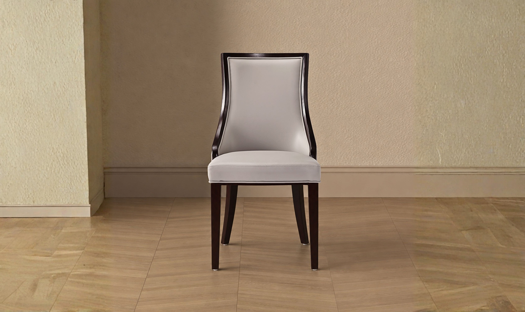 Manhattan Comfort Grand Wood Vegan Leather and Velvet Dining Chair-Jennifer Furniture