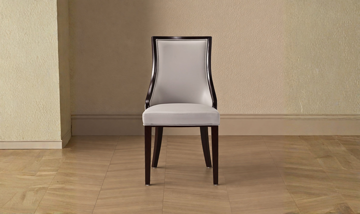Manhattan Comfort Grand Wood Vegan Leather and Velvet Dining Chair-Jennifer Furniture