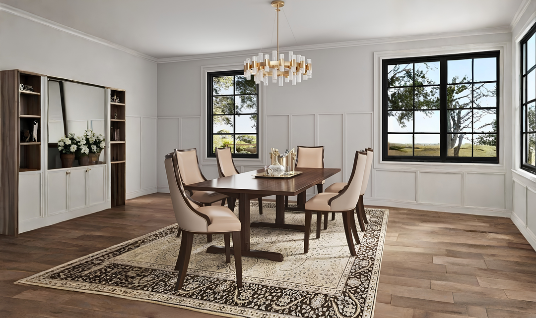 Manhattan Comfort Grand Wood Vegan Leather and Velvet Dining Chair-Jennifer Furniture