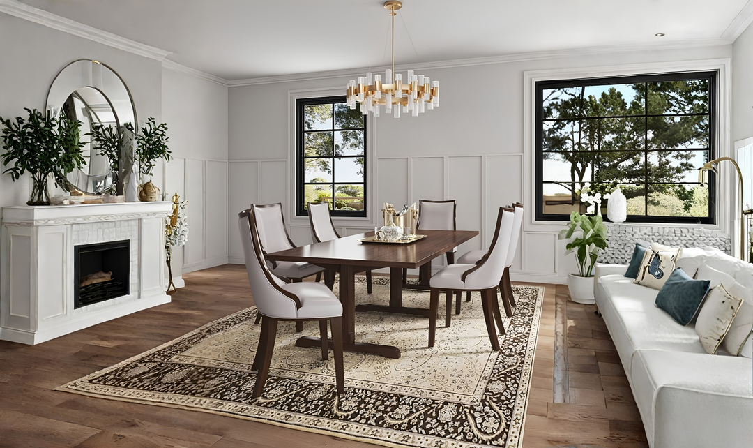 Manhattan Comfort Grand Wood Vegan Leather and Velvet Dining Chair-Jennifer Furniture